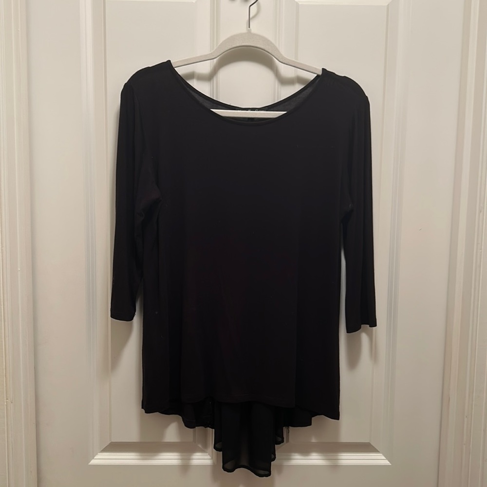 Black Kim and Cami 3/4 sleeve shirt with pleat detail